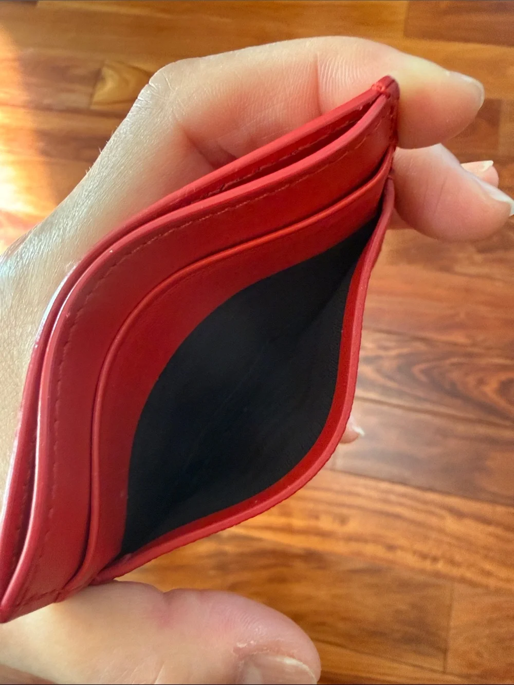 Burberry Red Leather TB Monogram Card Holder ,